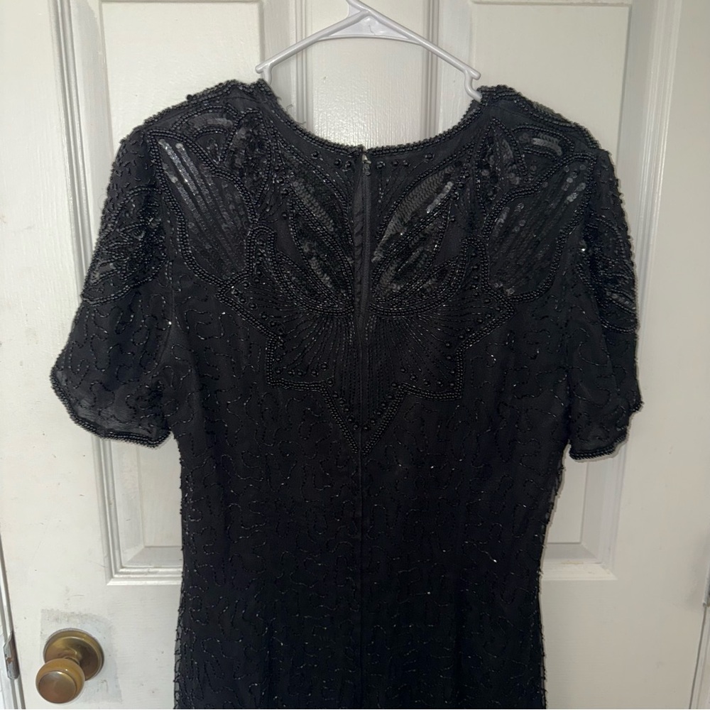 AP Ltd Elegant Black Beaded Midi Dress - Picture 8 of 13